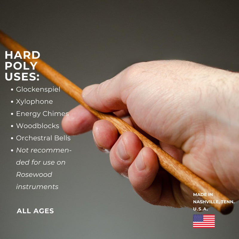 Timber Drum Co. Percussion Bell Mallets â€” MADE IN U.S.A. â€” Sticks for Glockenspiel, Xylophone, Blocks â€” Hard Poly, 15.25" - Image 5